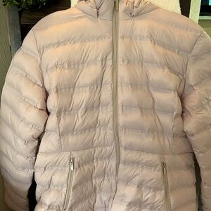 Pink colored Jacket with rose gold zippers